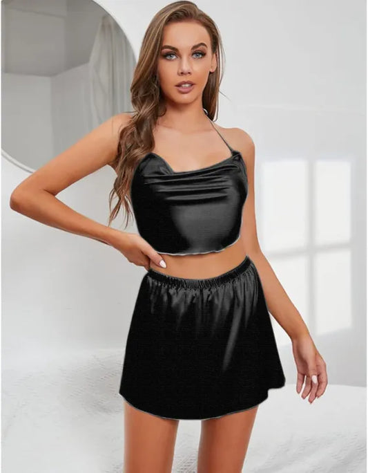 Silk Wear Short Cami & Skirt - Sexy Silky Nighties for Women, Girls