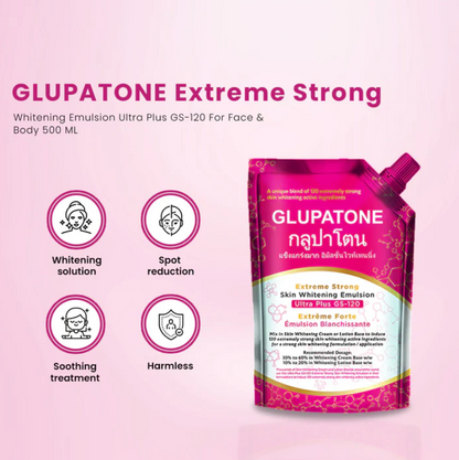 GLUPATONE Extreme Strong Whitening Emulsion 500ml HomeoCure Beauty Cream (Pack Of 12)