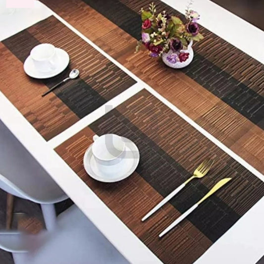 Table Mats & Table Runner Set Heat Resistant Placemats Dark Brown