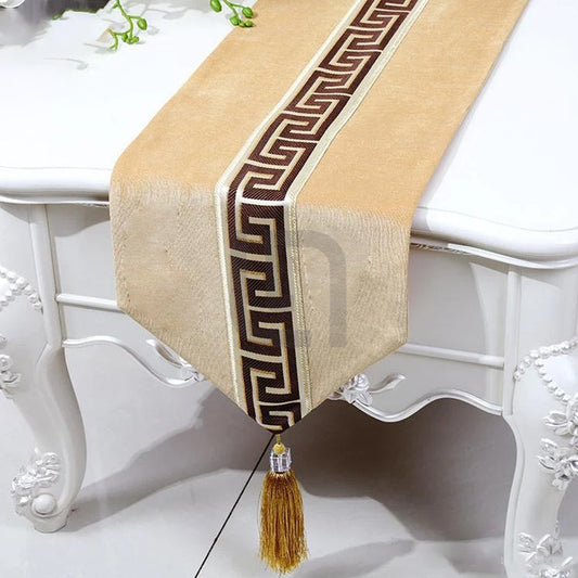 Versace Velvet Table Runner Set – Beige