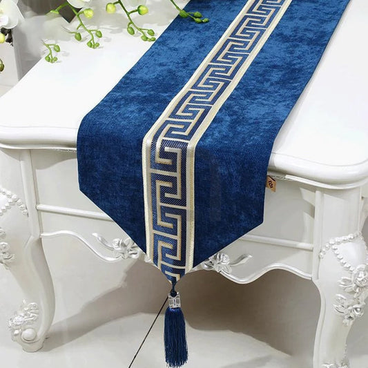 Versace Velvet Table Runner Set – Blue