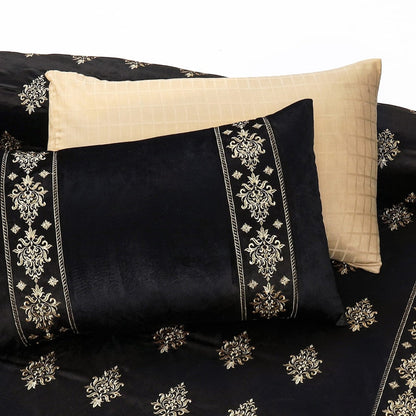  Bridal Velvet Bed Sheet Comforter Set – Black