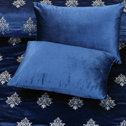  Bridal Velvet Bed Sheet Comforter Set – Blue