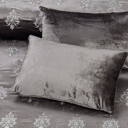  Bridal Velvet Bed Sheet Comforter Set – Charcoal