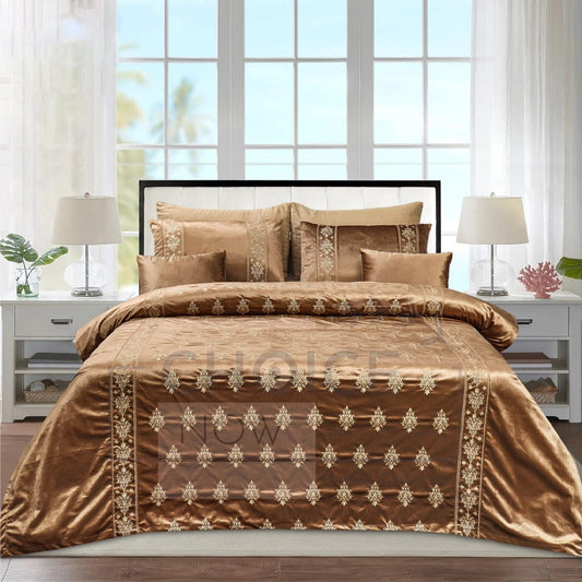  Bridal Velvet Bed Sheet Comforter Set – Mustard