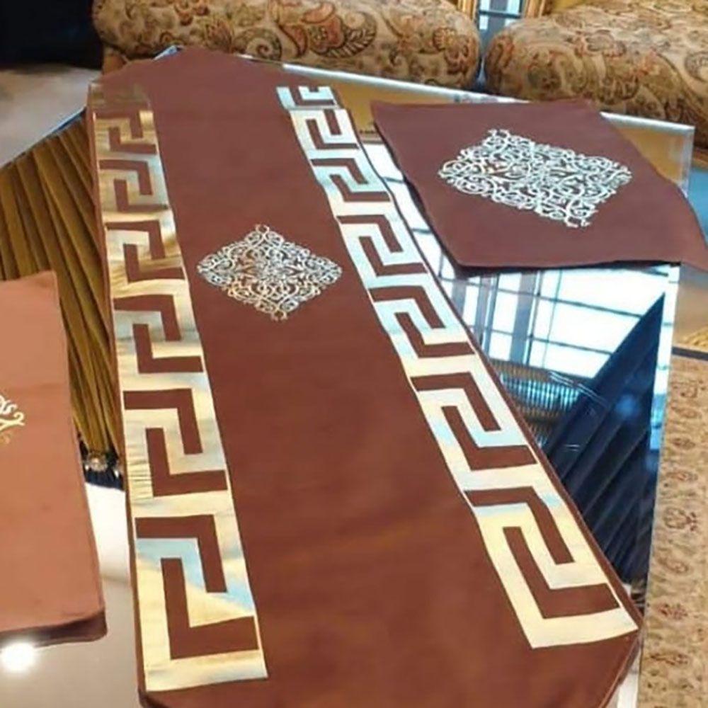 Versace Velvet Table Runner – Brown