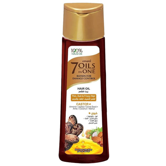 Emami 7 Oils in one Hair Oil with Castor Oil for Thin Dull & Frizzy Hair 100ml