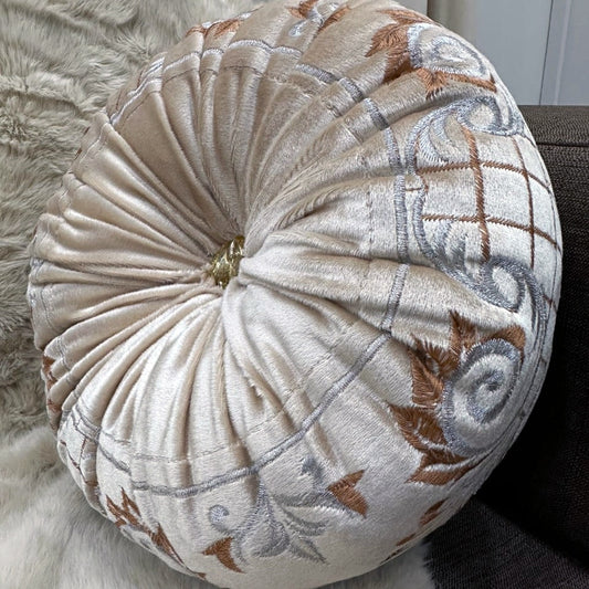 Embroidered Round Pumpkin Velvet Sofa Cushion