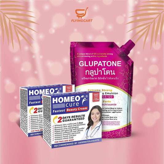 GLUPATONE Extreme Strong Whitening Emulsion 500ml With Homeo Cure Cream Pack Of 2