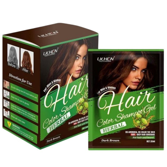 Lichen Hair Color Gel Sachet Dark Brown 25mlx10 (Pack of 10)