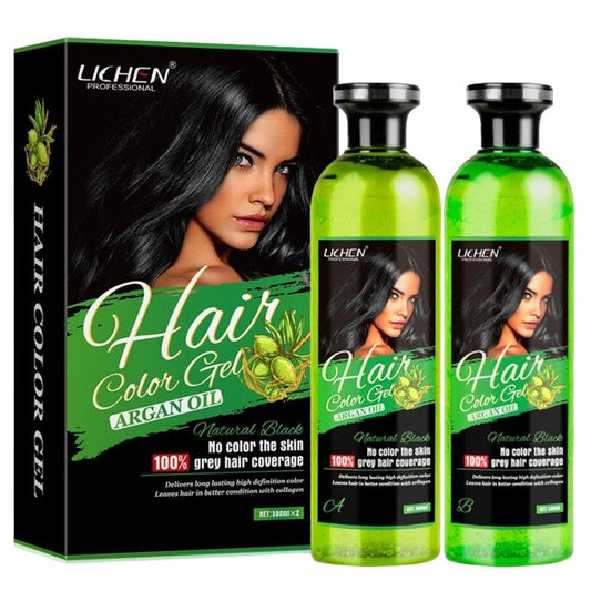 Lichen Hair Color Gel with Argan Oil Natural Black 500 x 2 = 1000ml ()