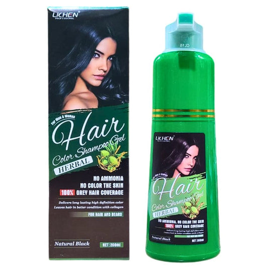 Lichen Hair Color Shampoo Gel Natural Black 200ml (New)