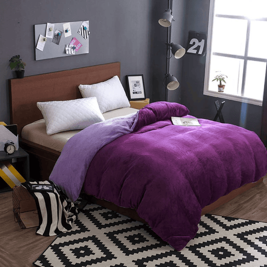 Reversible Velvet Quilt Cover - Dark Purple & Light Purple