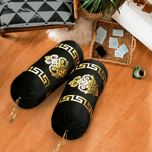   Velvet Round Pillow Cover - Black