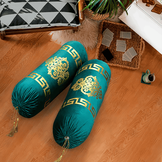   Velvet Round Pillow Cover - Sea Green