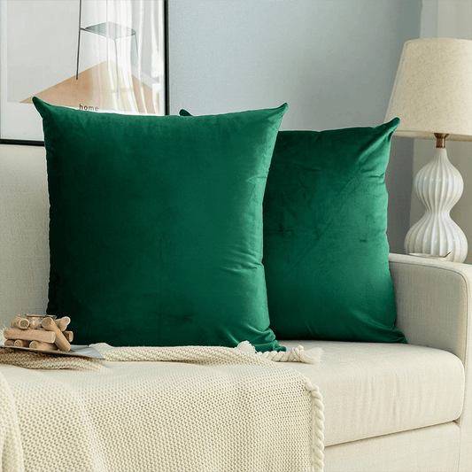  Velvet Cushion Covers - Dark Green