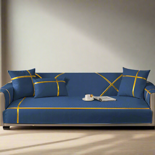  Velvet Sofa Cover - Anti Slip - Blue