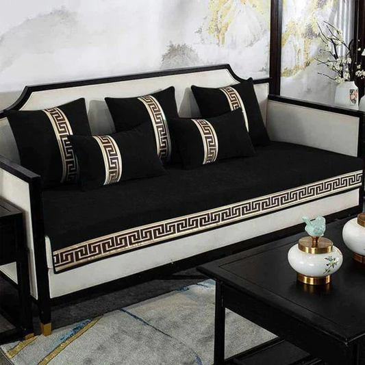  Versace Sofa Cover - Anti Slip - Black