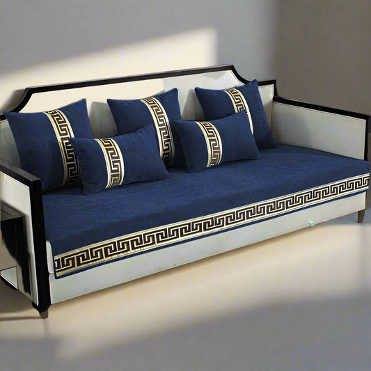  Versace Sofa Cover - Anti Slip - Blue