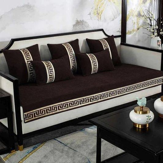  Versace Sofa Cover - Anti Slip - Brown