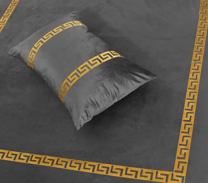 Versace Velvet Bridal Bed Sheet Set – Grey - King Size