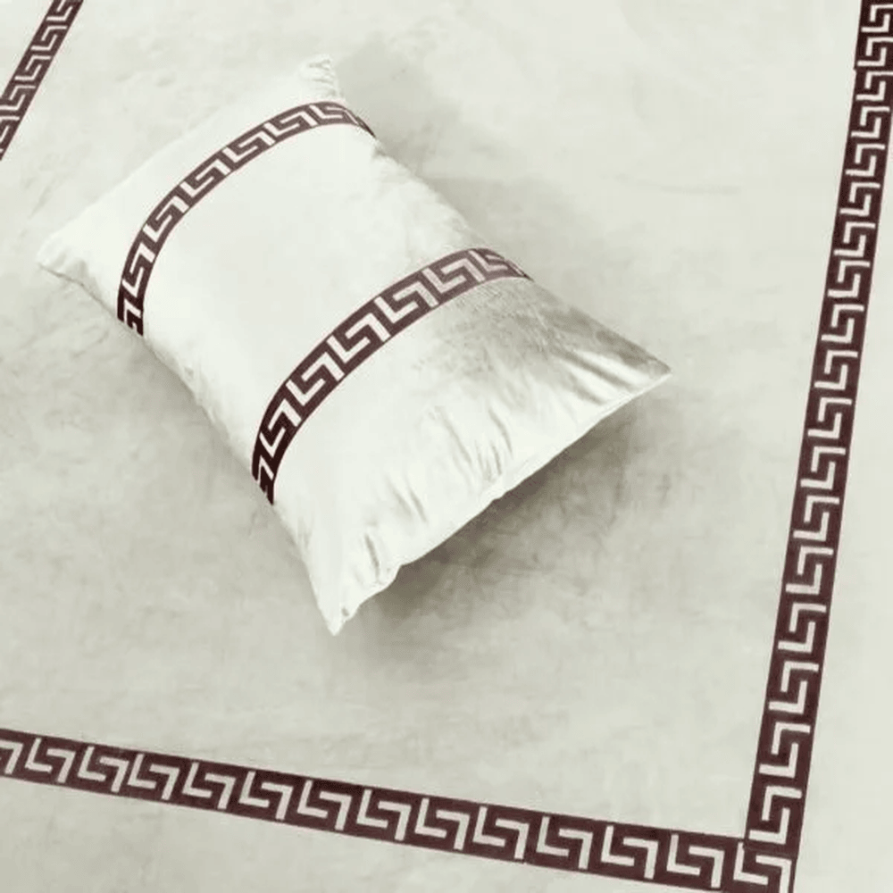Versace Velvet Bridal Bed Sheet Set – White - King Size