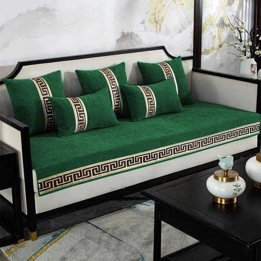  Versace Sofa Cover - Anti Slip - Green