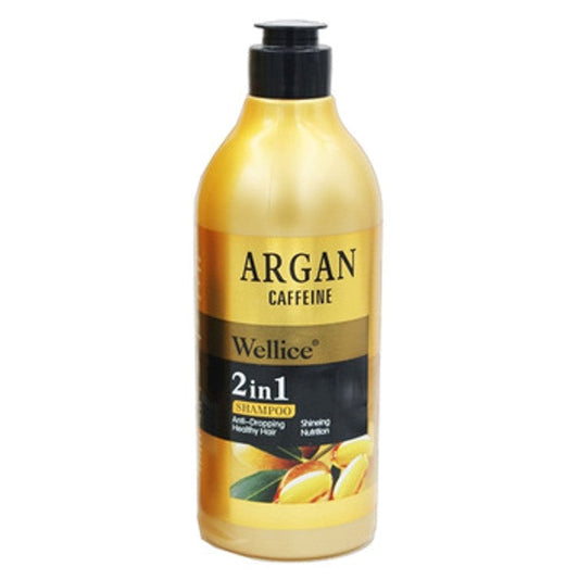 Wellice Argan Caffeine Nutrition 2 in 1 Shampoo 520ml (Large)