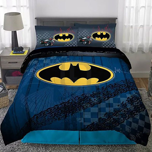 Bat Man Themed Cartoon Bed Sheet