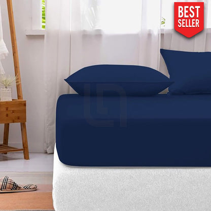 Cotton Fitted Sheet - Dark Blue - TC 150