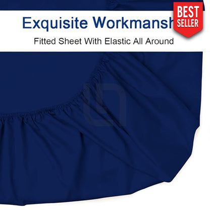Cotton Fitted Sheet - Dark Blue - TC 153