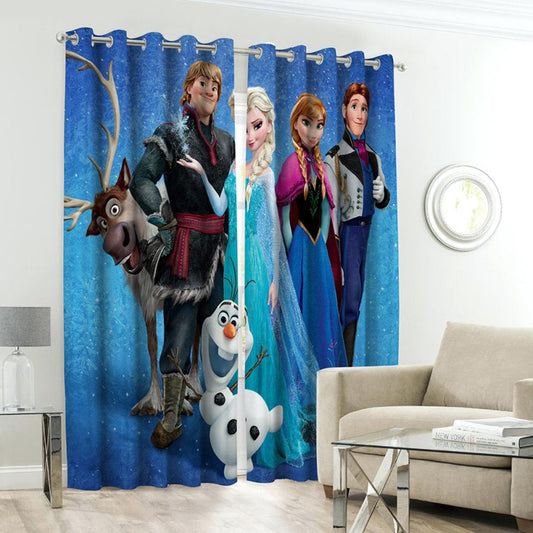Frozen Cartoon Character Kids Room Curtains - 1 Curtain ( Not included 2 Curtains )