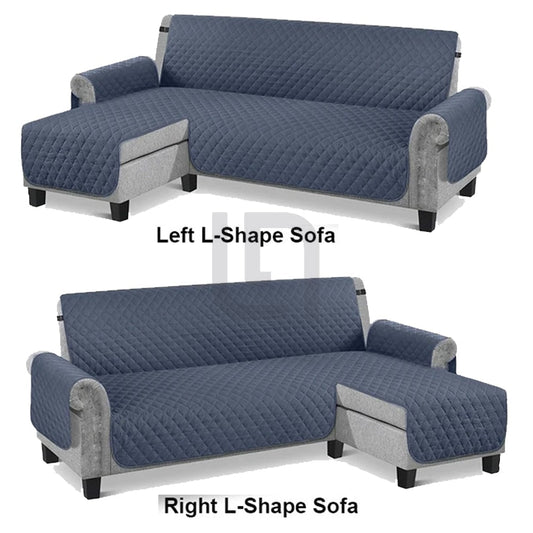 L-Shape Sofa Cover - Grey Blue