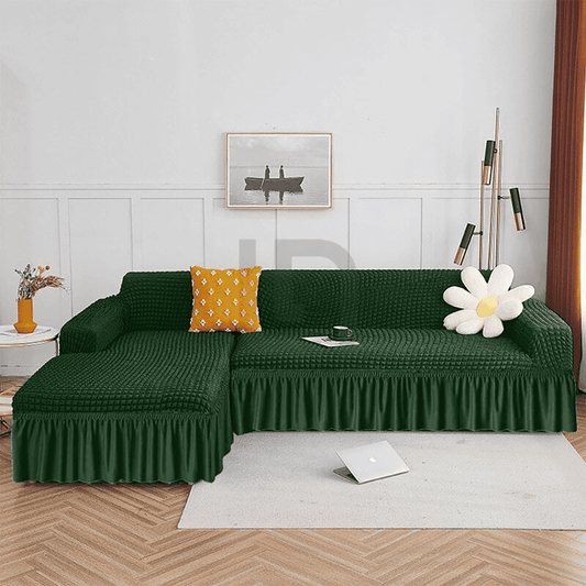 L-Shape Turkish Bubble Sofa Cover - Green