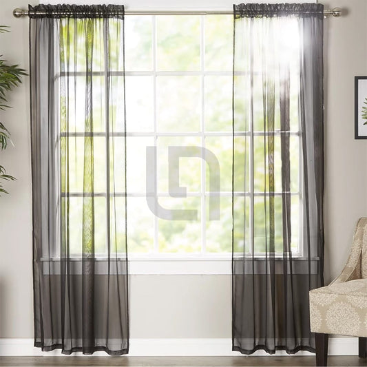 Net Curtains Polyester Sheer Panel - Black
