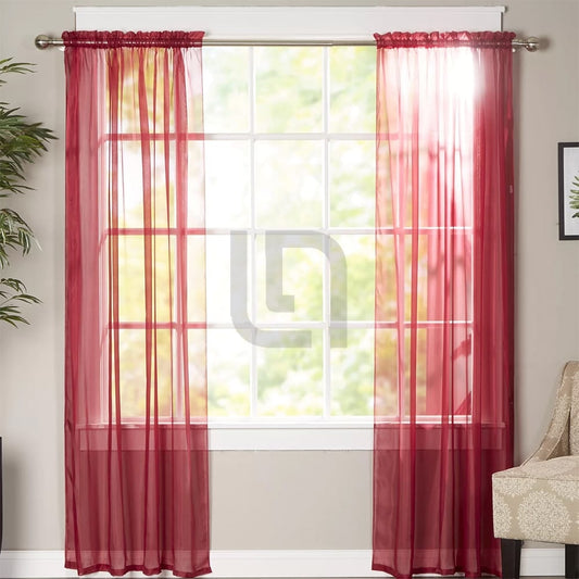 Net Curtains Polyester Sheer Panel - Burgundy