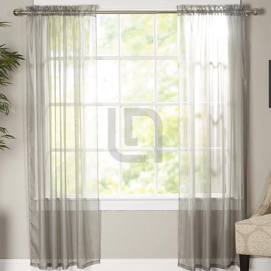 Net Curtains Polyester Sheer Panel - Grey
