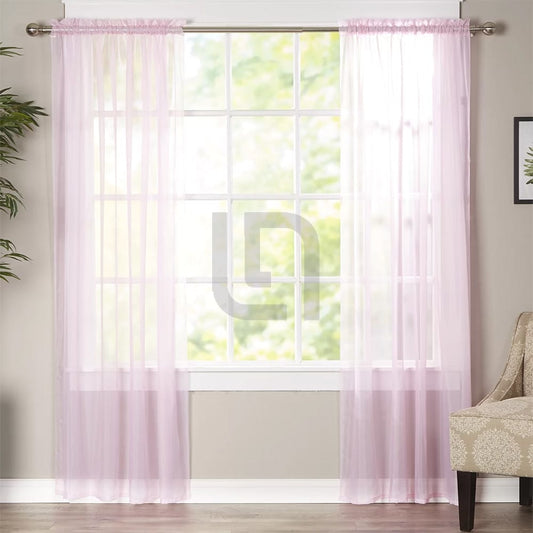 Net Curtains Polyester Sheer Panel - Pink