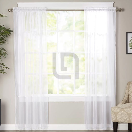 Net Curtains Polyester Sheer Panel - White