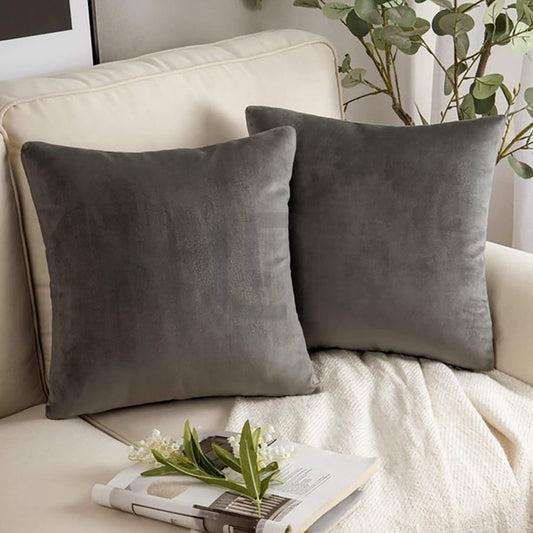  Velvet Cushion Covers - Charcoal