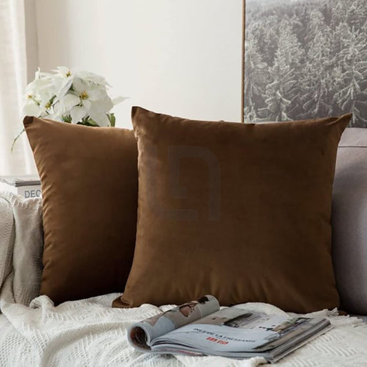  Velvet Cushion Covers - Dark Brown