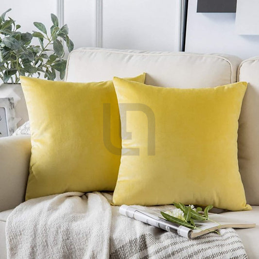  Velvet Cushion Covers - Mustard Yellow