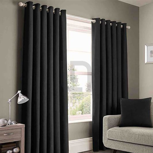 Plain Cotton Curtain - Black