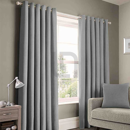 Plain Cotton Curtain - Grey