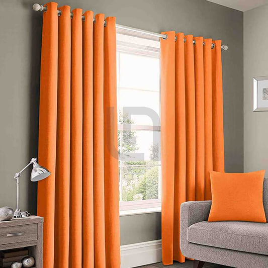 Plain Cotton Curtains - Orange