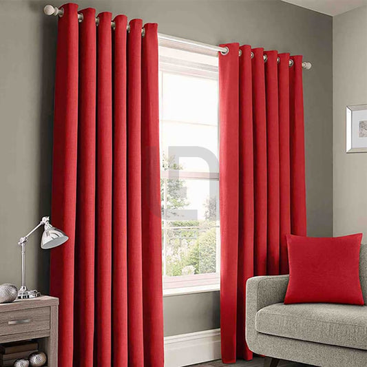 Plain Cotton Curtain - Red