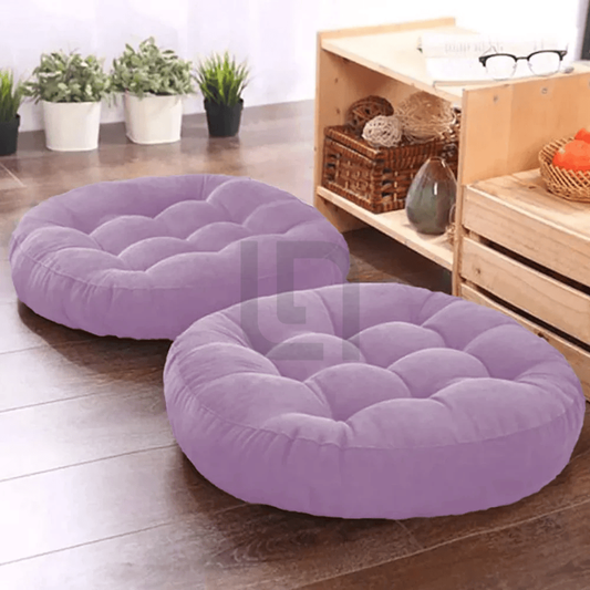  Round Shape Velvet Floor Cushions – Lavender
