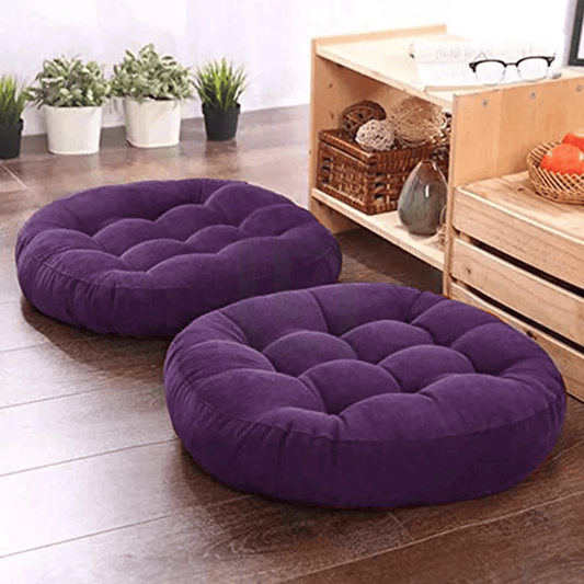  Round Shape Velvet Floor Cushions – Magenta