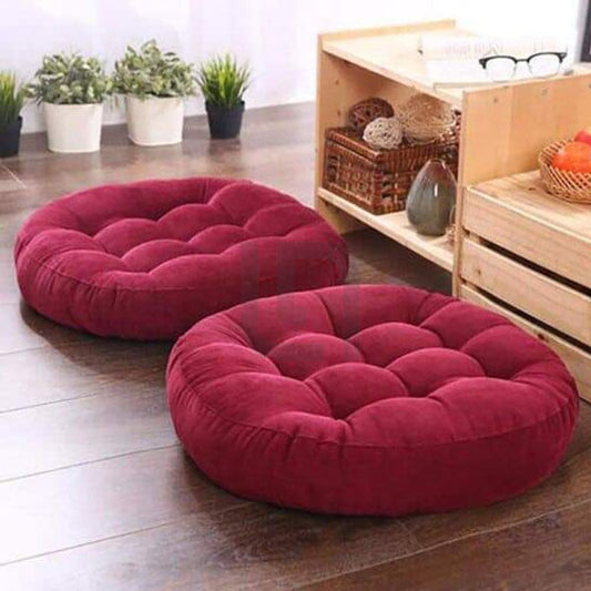  Round Shape Velvet Floor Cushions – Maroon