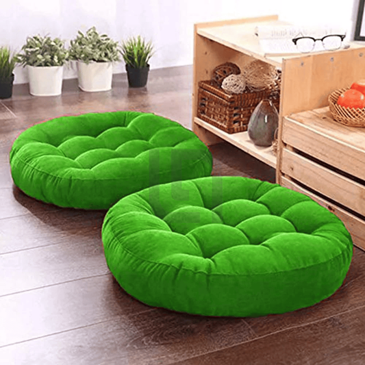  Round Shape Velvet Floor Cushions – Parrot Green
